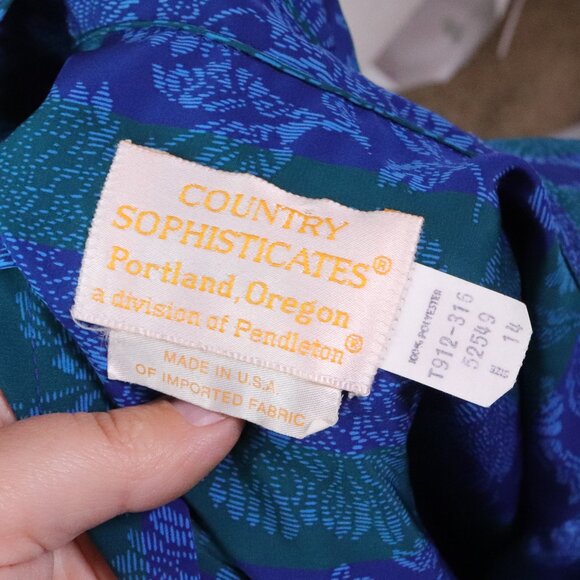 Vintage | Pendleton Satin Long Sleeve Button Down Shirt 14 1980's - Picture 6 of 6